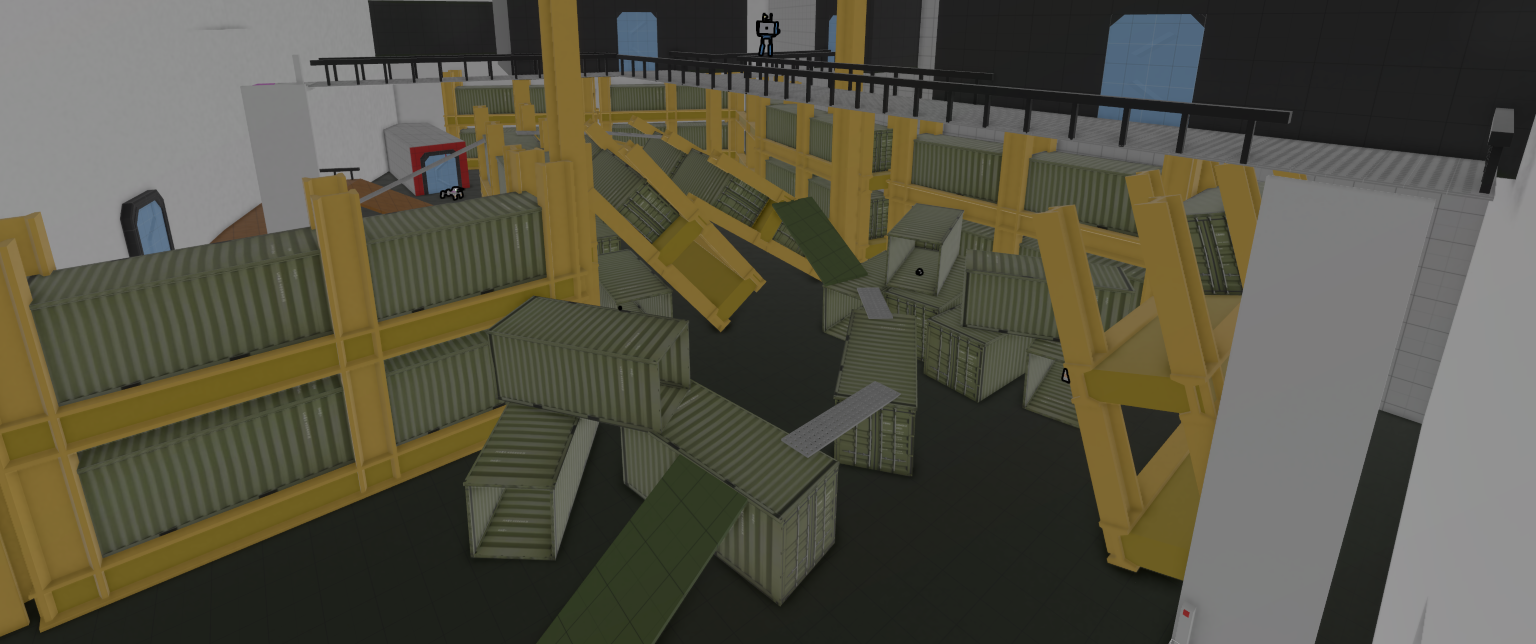 The robots run out of the containers and jumpscare you like it's a horror game